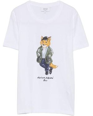 Maison Kitsuné Weekend Fox Printed T-Shirt - White
