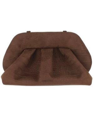 THEMOIRÈ Bios Crocodile-Effect Clutch Bag - Brown