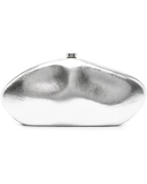 Cult Gaia Thr Caldera Metallic-Effect Pebble Clutch Bag - Grey