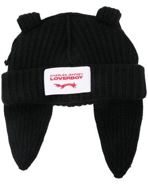 Charles Jeffrey Ears Knitted Beanies Hat - Black