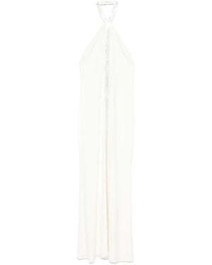 ‎Taller Marmo Halter-Neck Embellished-Panel Maxi Dress - White