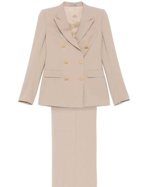 Tagliatore Taupe Twill Double-Breasted Suit - Natural