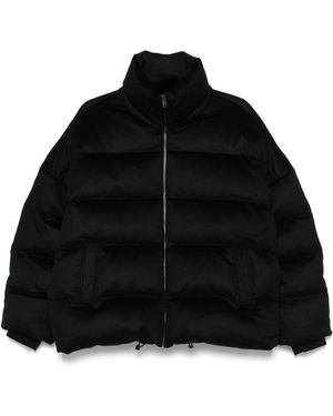 Soft Goat High-Neck Puffer Jacket - Black