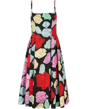 Marni Floral-Print A-Line Dress - Red