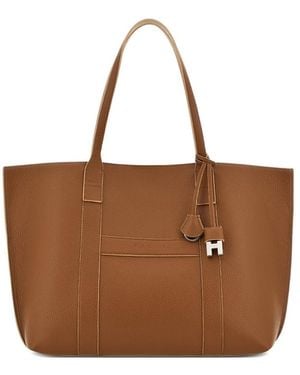 Hogan Hanging Accent Script Tote Bag - Brown