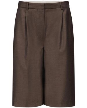 Loulou de Saison Adler Pleat-Detail Side-Pocket Shorts - Brown