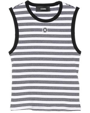 Amiri Striped Ribbed-Knit Tank Top - Black