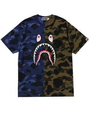 A Bathing Ape T-Shirt Shark Motif - Blue