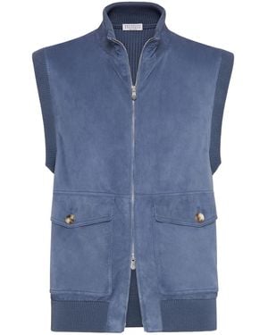 Brunello Cucinelli Suede Vest - Blue
