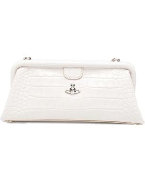 Vivienne Westwood Orb Croc-Effect Clutch Bag - White