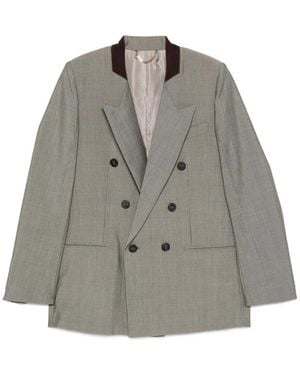 Victoria Beckham Double-Breasted Wool-Mohair Jacket - Gray