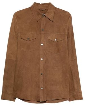 Eraldo Flap-Pocket Suede Shirt - Brown