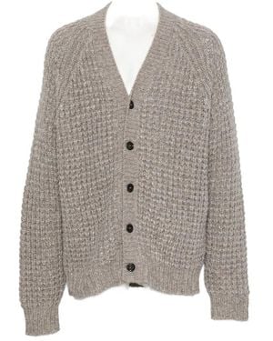 Roberto Collina Waffle-Knit V-Neck Cardigan - Gray