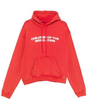 DAGGER Slogan-Print Distressed Hoodie - Red