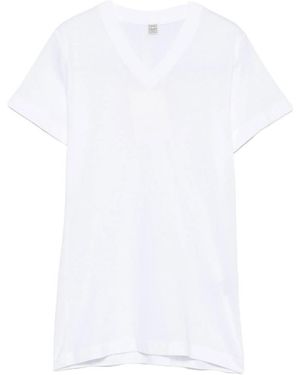 TOTEME Wide-Ribbed V-Neck T-Shirt - White