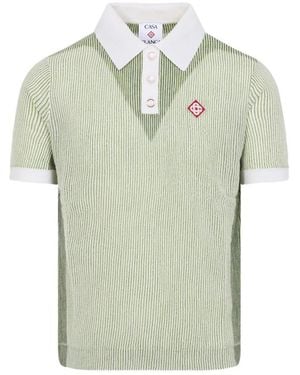 CASABLANCA Striped Polo Shirt - Green