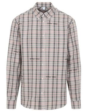 Off-White c/o Virgil Abloh Flannel Cotton Shirt - Grey