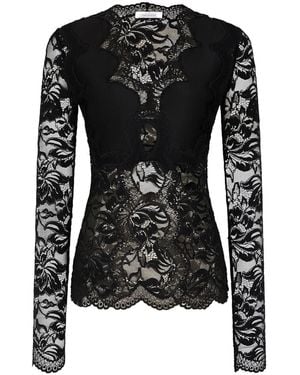 Rabanne Lace Long-Sleeve Blouse - Black