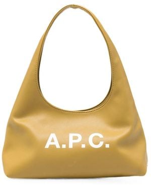 A.P.C. A. P.C. Baby Ninon Logo-Print Tote Bag - Metallic