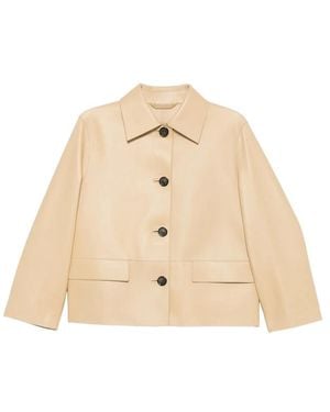 TOTEME Button-Up Leather Jacket - Natural