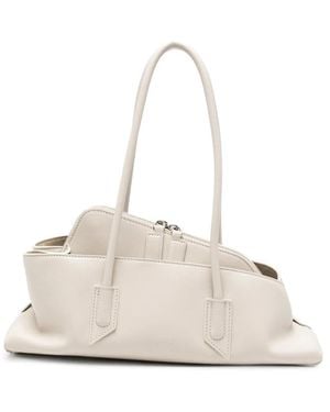 The Attico Small La Passeggiata Leather Shoulder Bag - White