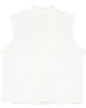 Mazzarelli Sleeveless Mock-Neck Top - White