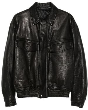 SANTORO Grainy Leather Jacket - Black