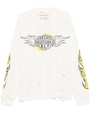 Secnd Slf Crystal-Embellished Distressed Jumper - White