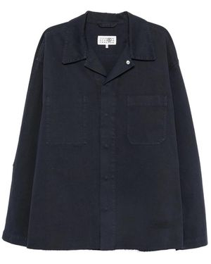 MM6 by Maison Margiela Concealed-Fastening Patch-Pocket Shirt Jacket - Blue