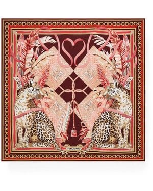 Ferragamo Feline Print Silk Foulard - Pink