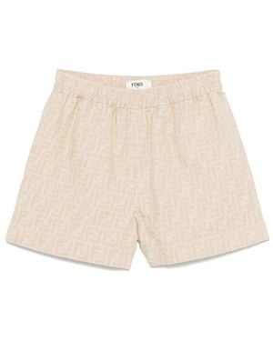 Fendi Ff-Jacquard Shorts - Natural