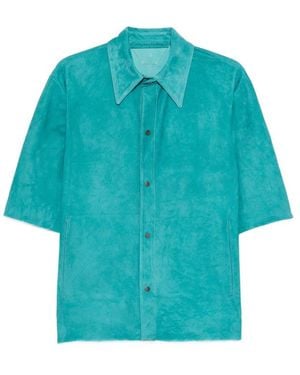 Salvatore Santoro Button-Up Short-Sleeve Overshirt - Blue