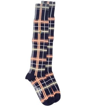 Vivienne Westwood Check Orb-Embroidered Socks - Blue