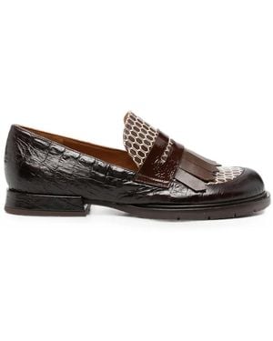 Chie Mihara Jeluse Croc-Effect Fringed Loafers - Brown