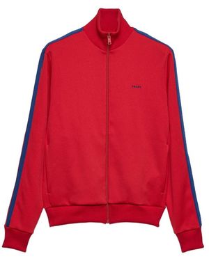 Prada Logo-Embroidered Zip-Up Sweatshirt
