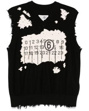 MM6 by Maison Martin Margiela Numbers-Motif Vest - Black