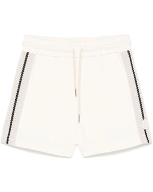 Moncler Knitted-Trim Track Shorts - Natural