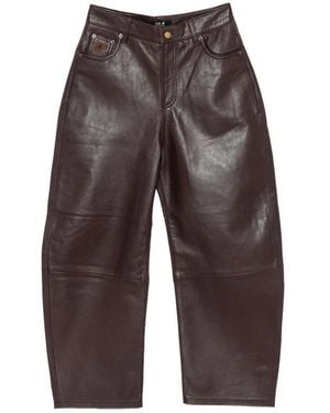 Lois Wide-Leg Leather Trousers - Grey