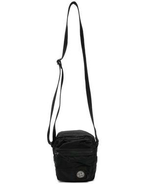 Stone Island Logo-Detail Messenger Bag - Black