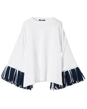Jacquemus Cabana Fringe-Trimmed T-Shirt - White