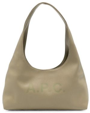 A.P.C. A. P.C. Logo-Print Leather Tote Bag - Gray