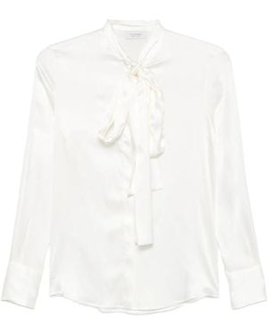 Mazzarelli Pussy-Bow Silk Blouse - White