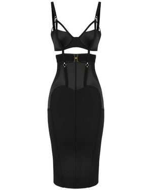 Elisabetta Franchi Satin Bustier Midi Dress - Black