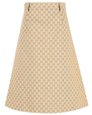 Gucci Belt-Loops Midi Skirt - Natural