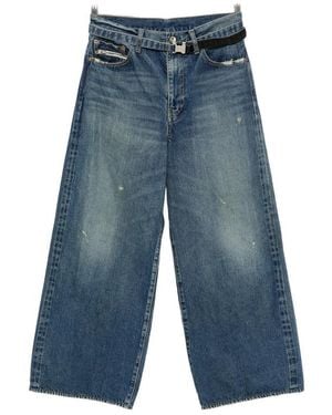 Sacai Distressed Wide-Leg Jeans - Blue