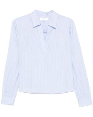 FRAME V-Neck Striped Blouse - White
