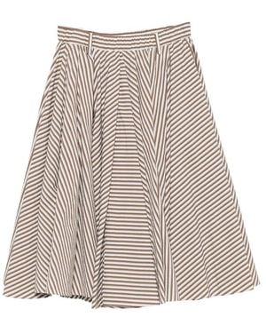 Brunello Cucinelli Striped Pleated Midi Skirt - Brown