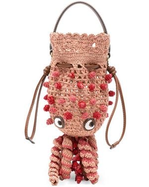 Anya Hindmarch Squid Raffia Bucket Bag - Red