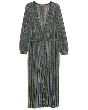 Missoni Sequin-Embellished Striped Cardigan - Grey