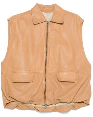 SANTORO Leather Gilet - Natural